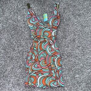 NWT Vintage Forever 21 Retro Pucci style dress with gold hardware accents